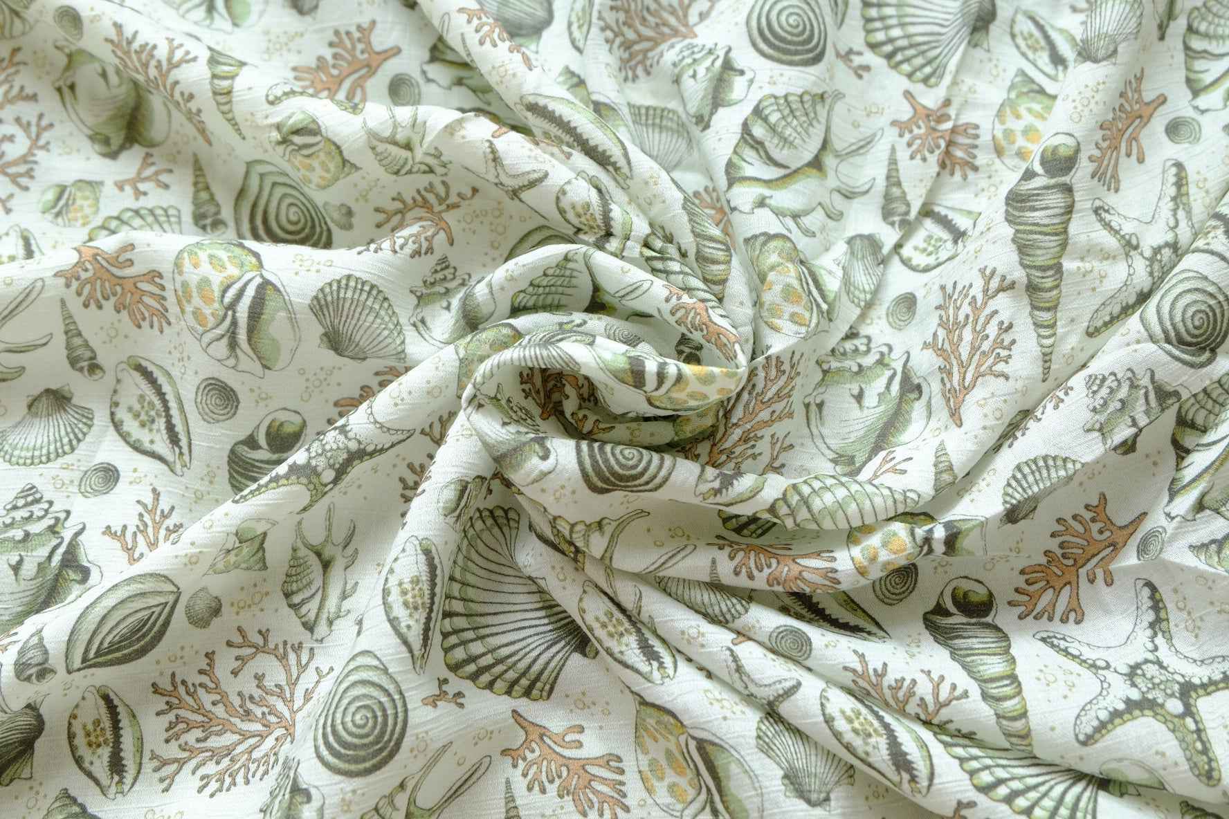 Sea Shell Tencel Cotton Fabric, Soft Textured Summer Dress Weight, 3.28 Yards