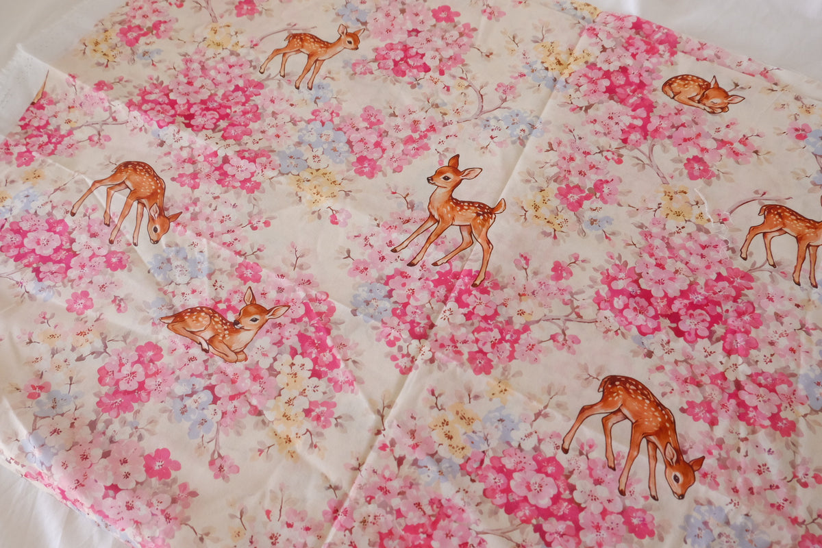 Little Deer in the Blossom Garden Cotton Lawn – 3.28 yd