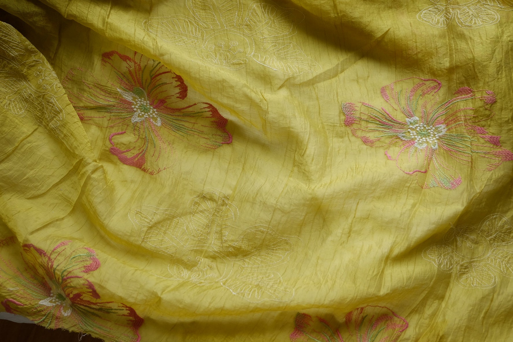 Golden Lime Embroidered Tencel Blend – 2.2 yd