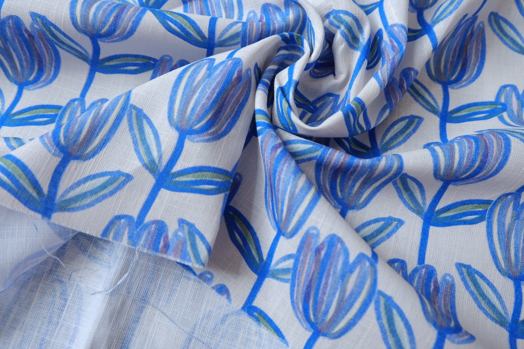 Blue Tulip Slub Cotton Fabric — 2.19 yd