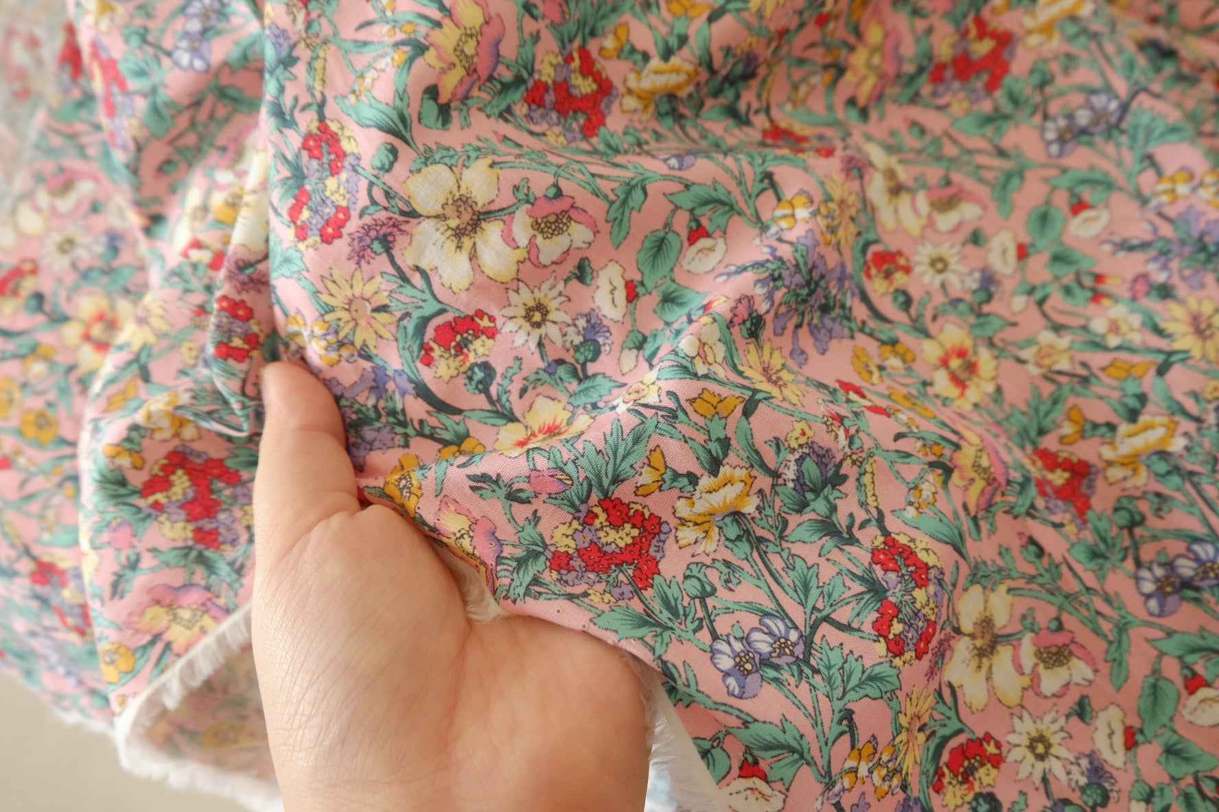 Pink Garden Cotton Poplin Fabric – 2 yd