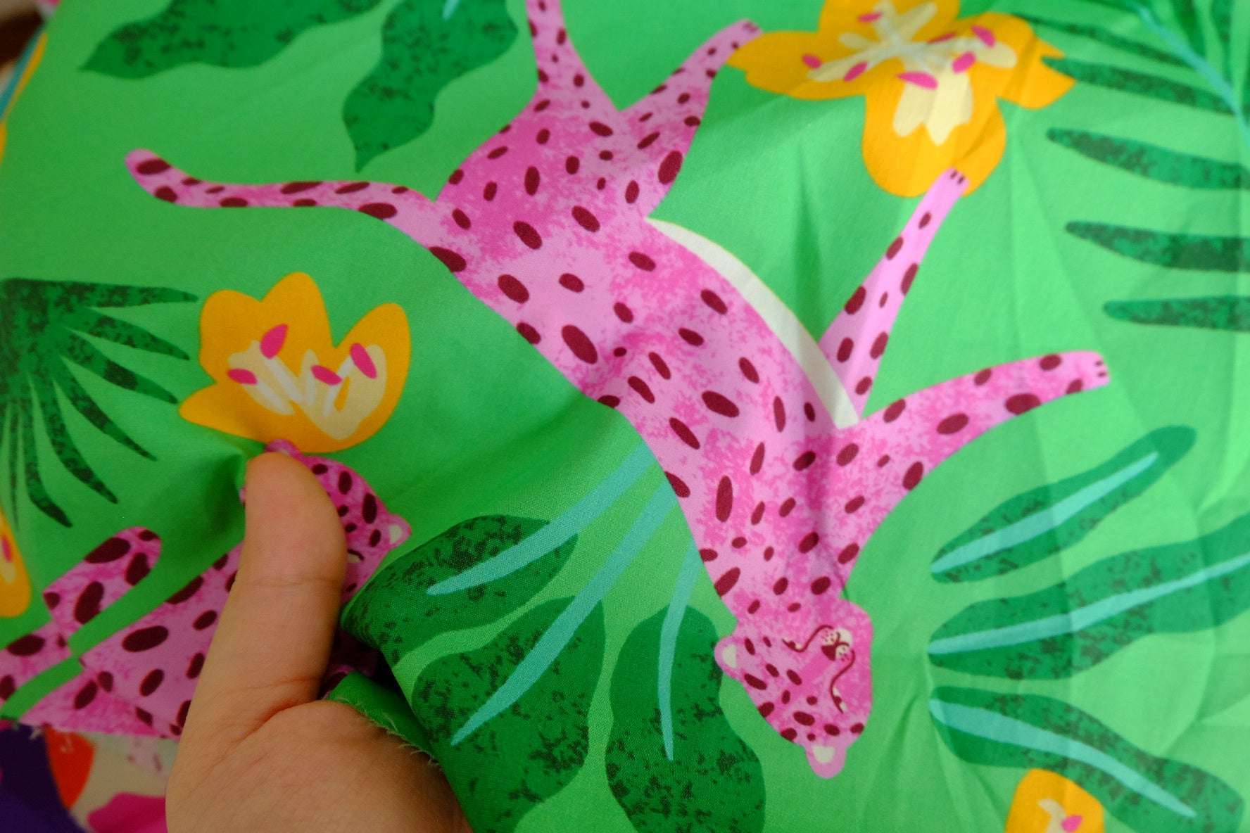 Pink Leopard Tropical Cotton Poplin – 0.9 yd