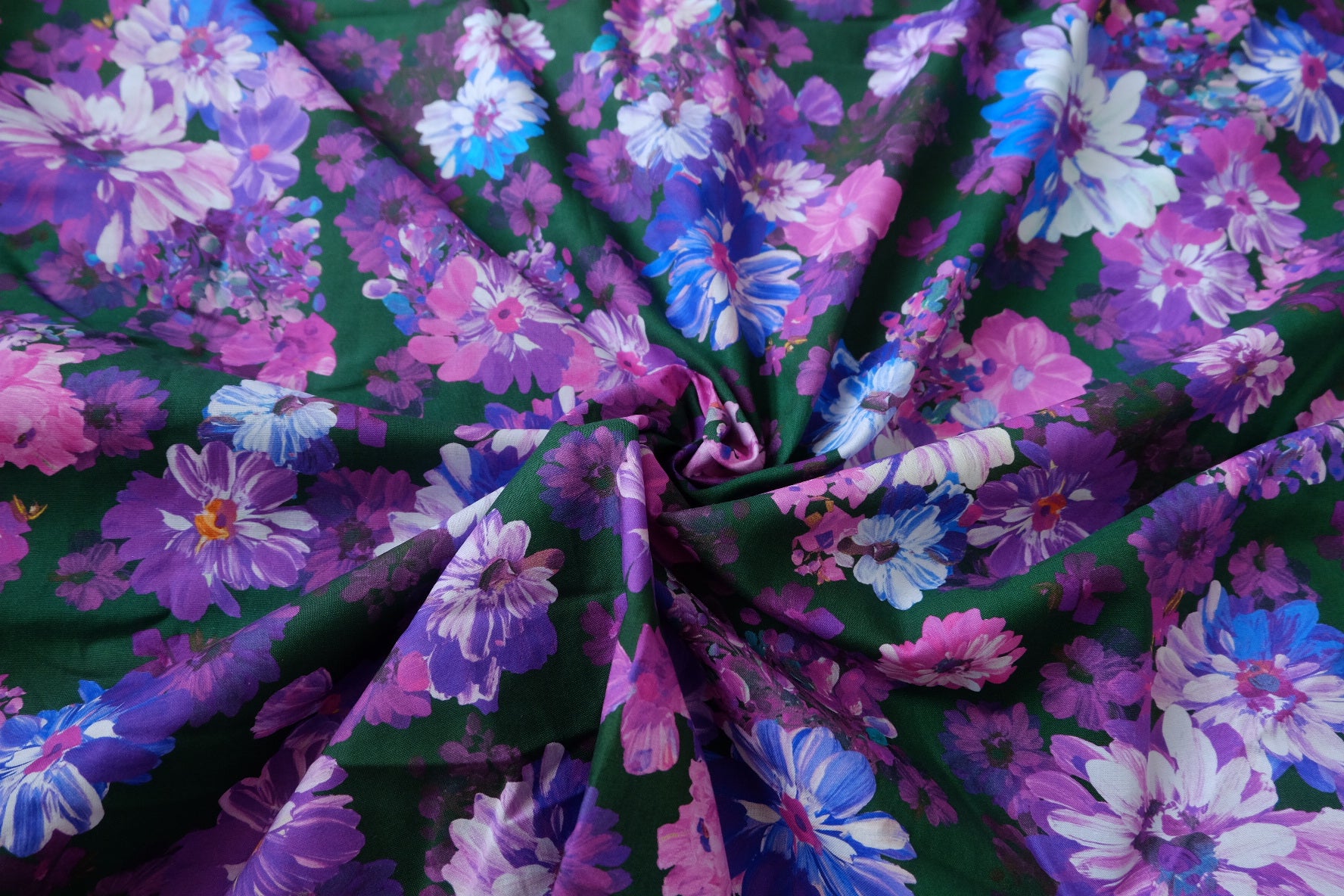 Painterly Purple Floral Cotton Fabric (4.4 Yards)