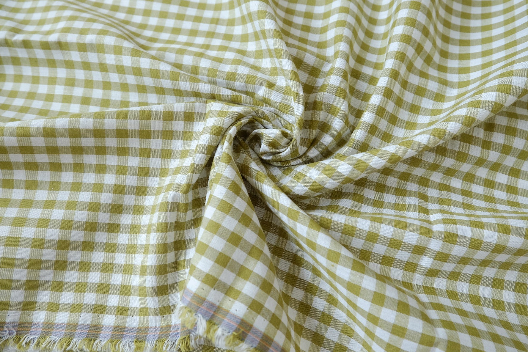 Olive Gingham Cotton, 3.28 Yards
