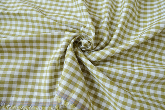 Olive Gingham Cotton, 3.28 Yards