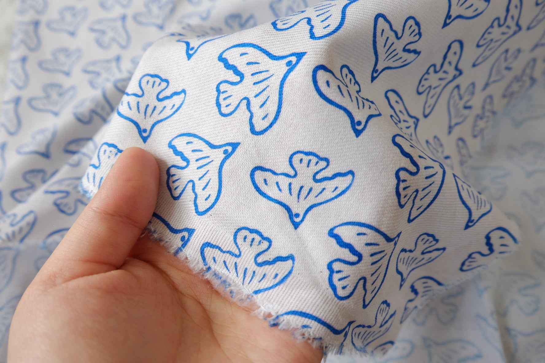 Blue Bird Print Soft Cotton Twill — 2.19 yd Piece