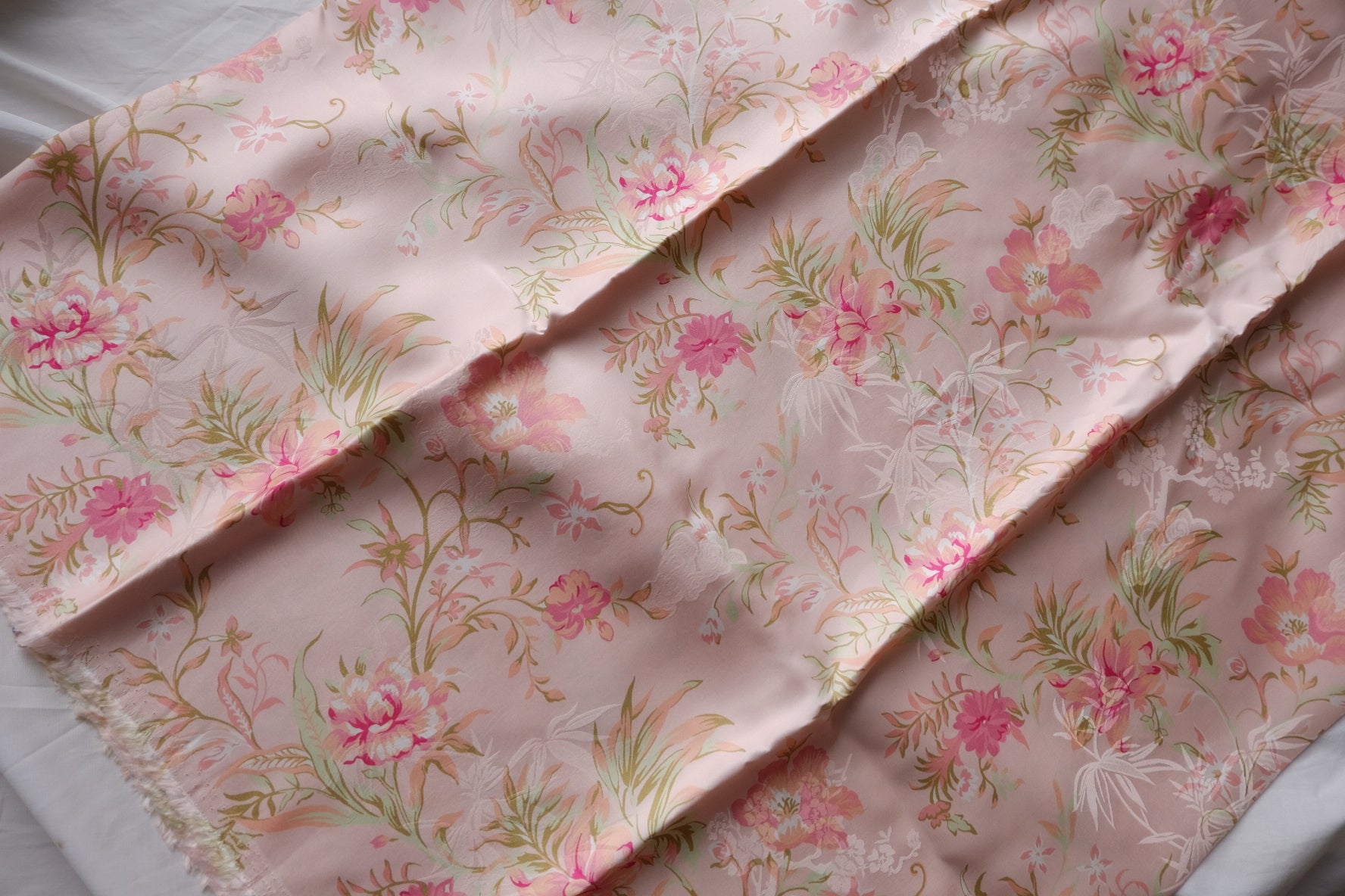 Blush Floral Viscose Jacquard Satin – 2.2 yd