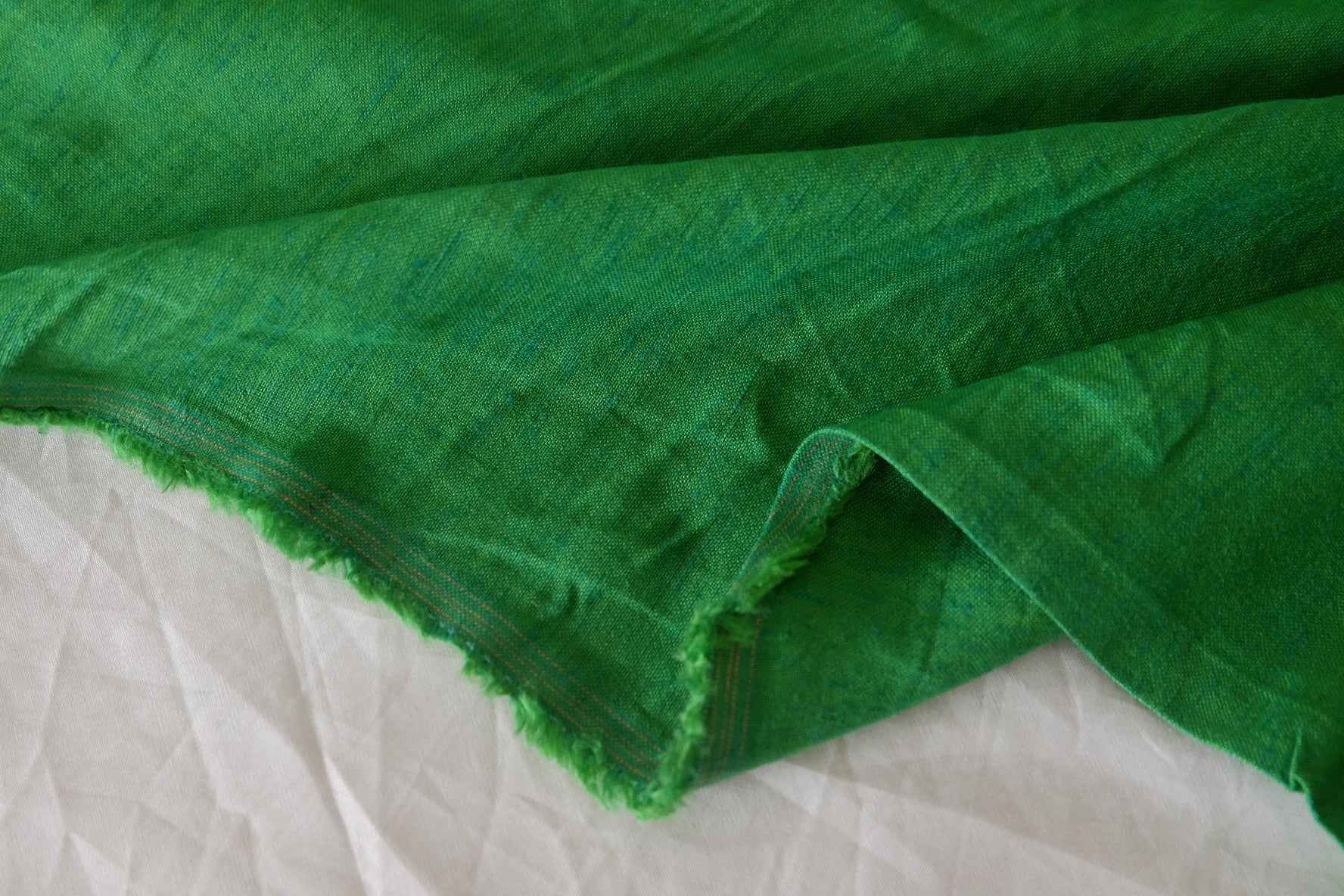 Textured Green Yarn-Dyed Linen Cotton Fabric – 1.9 yd / 2.2 yd