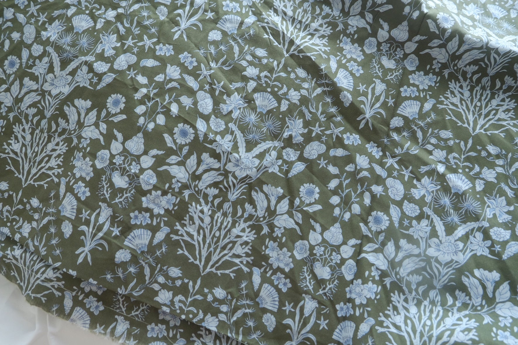 Olive Sea Garden Cotton Poplin Fabric - 4.48 yd
