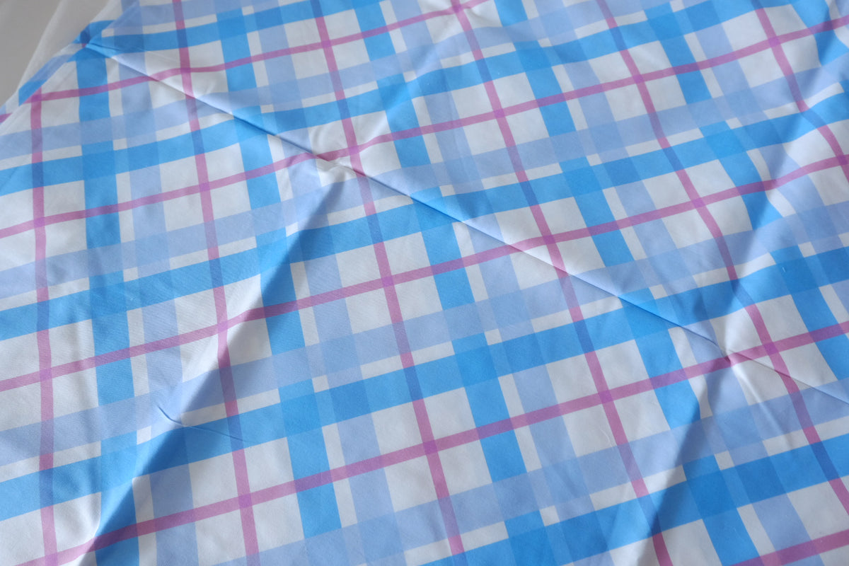Blueberry Picnic Plaid – Cotton Poplin Fabric – 3.28 yd