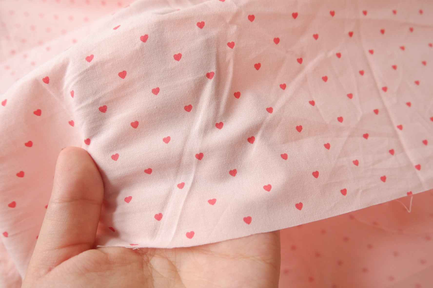 Pink Tiny Heart Cotton Poplin Fabric - 3.28 yd