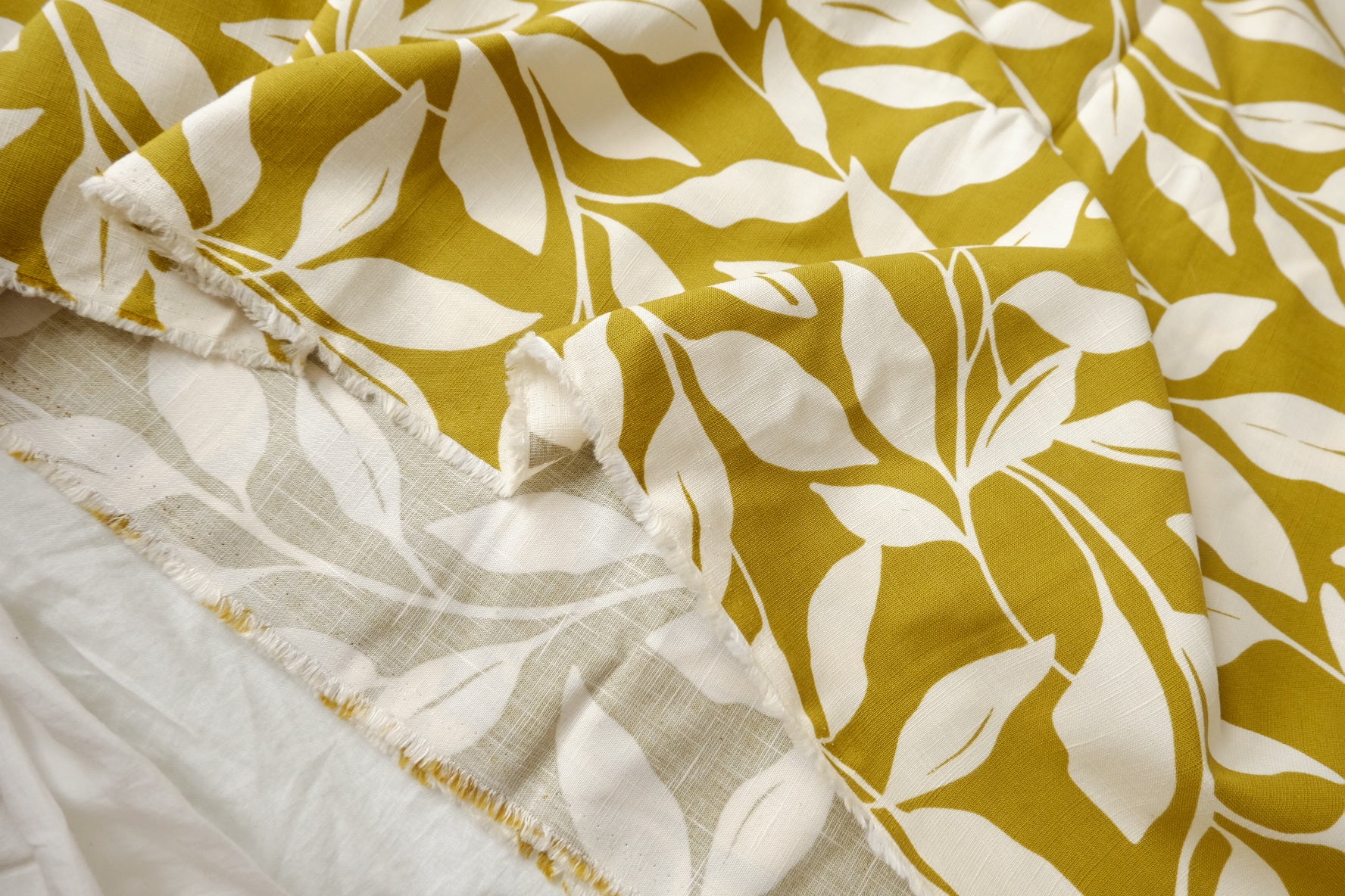 Enzyme-Washed Olive Leaf Linen Fabric - 1.64 yd
