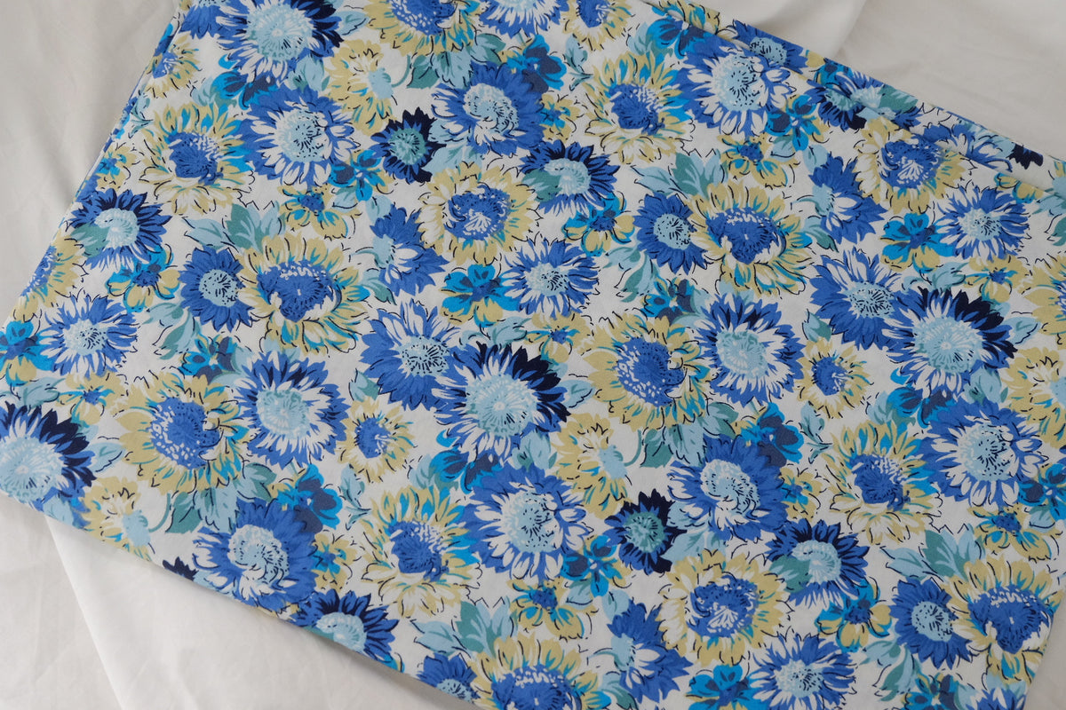 Blue Sunflower Cotton Poplin – 3.3 yd