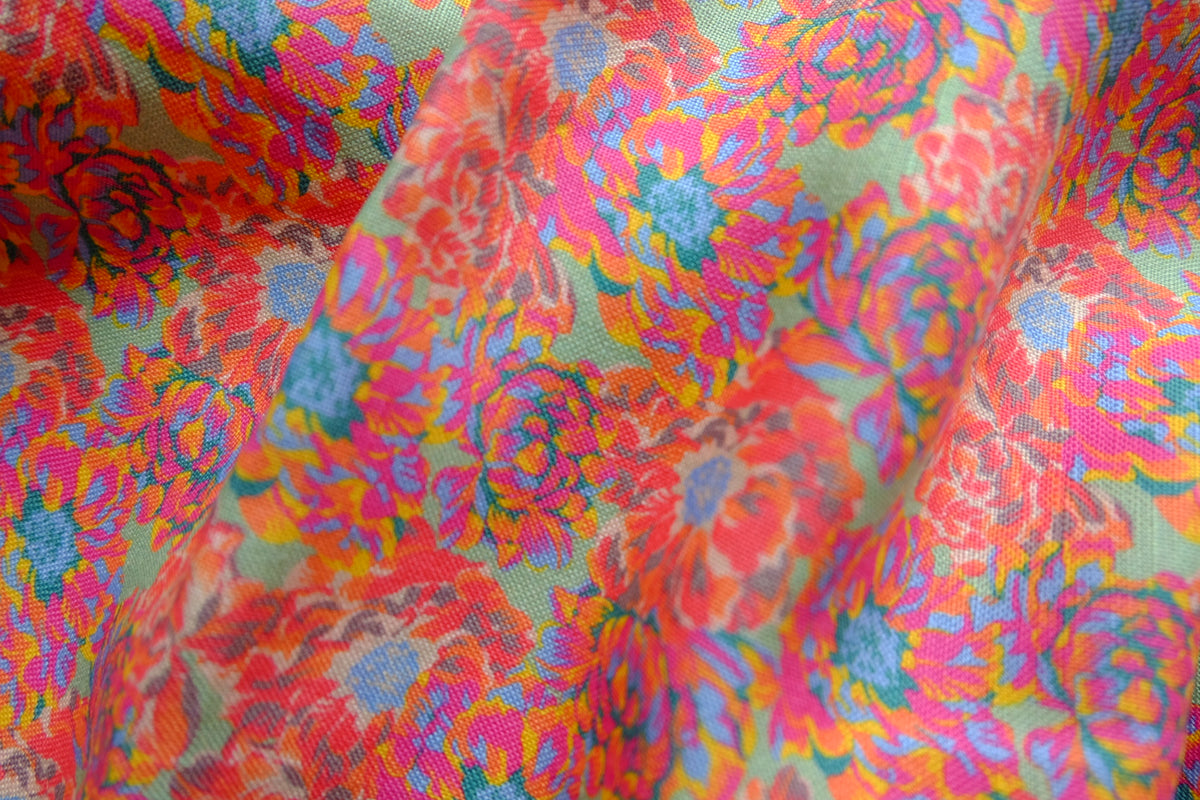 Bright Floral Viscose Linen Blend – 1.6 yd