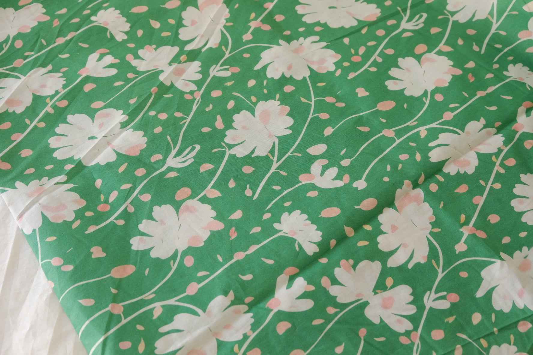Green Floral Cotton Fabric – 3.3 yd