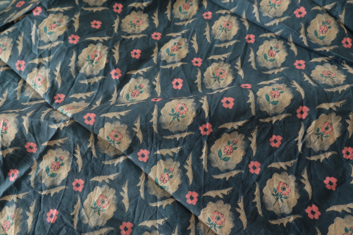 Vintage Floral Cotton Lawn Remnant – 1.3 yd