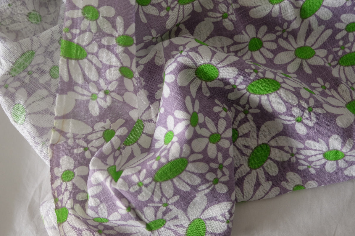 Lavender Daisy Garden – Soft Cotton Linen Gauze Fabric | 3.3 yards