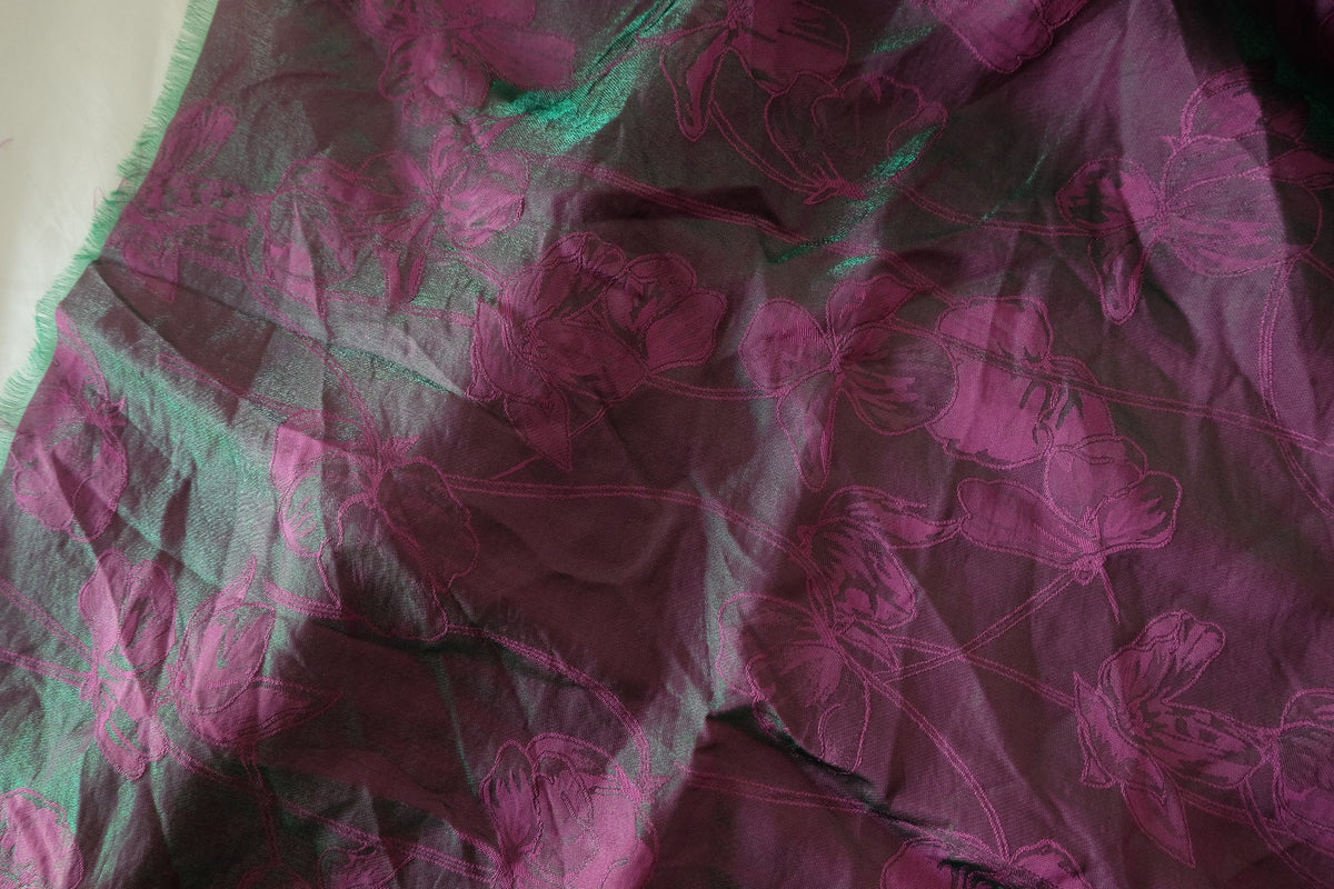 Iridescent Floral Jacquard Satin – 1.6 yd