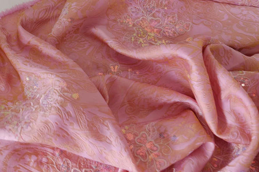 Blush Shimmer Embroidered Jacquard – 1.1 yd
