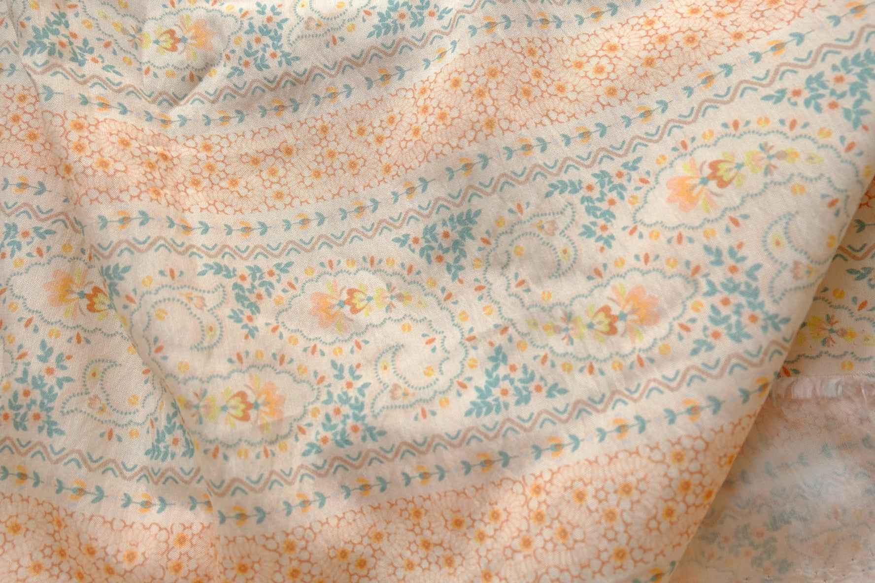 Pastel Paisley Stripe Tencel Cotton Fabric, Soft Textured Summer Dress Weight, 3.28 Yards