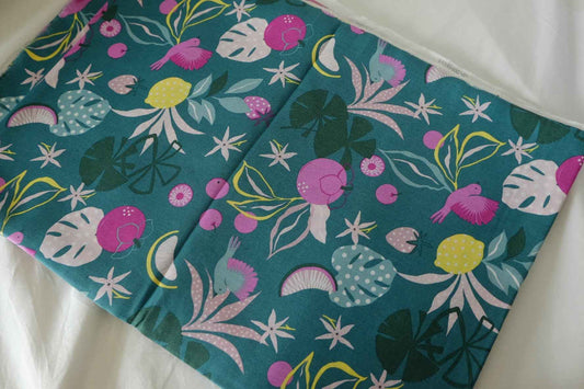 Colorful Tropical Botanical Linen Cotton Fabric – 2.2 yd