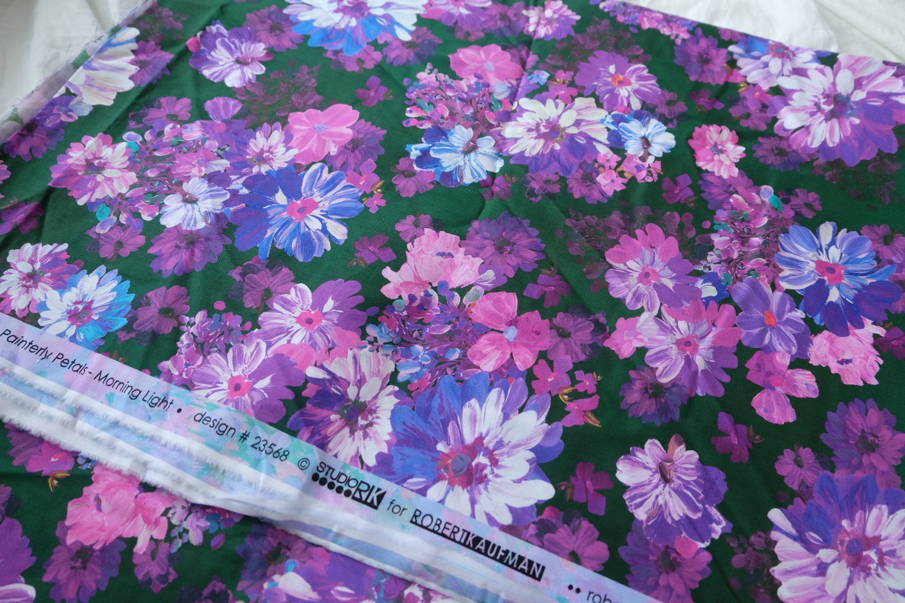 Painterly Purple Floral Cotton Fabric (4.4 Yards)