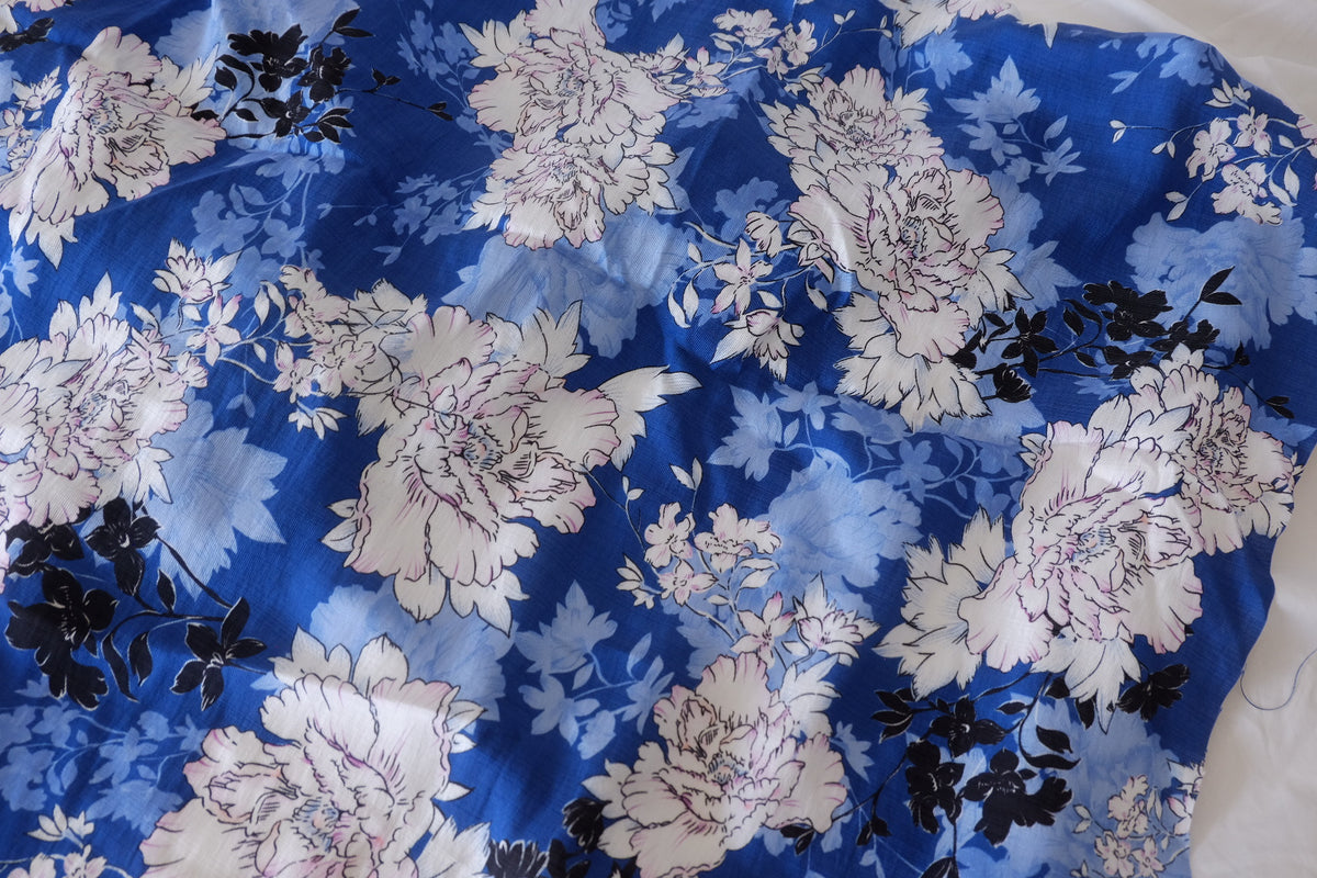Blue Peony Garden Tencel Ramie Blend – 3.28 yd