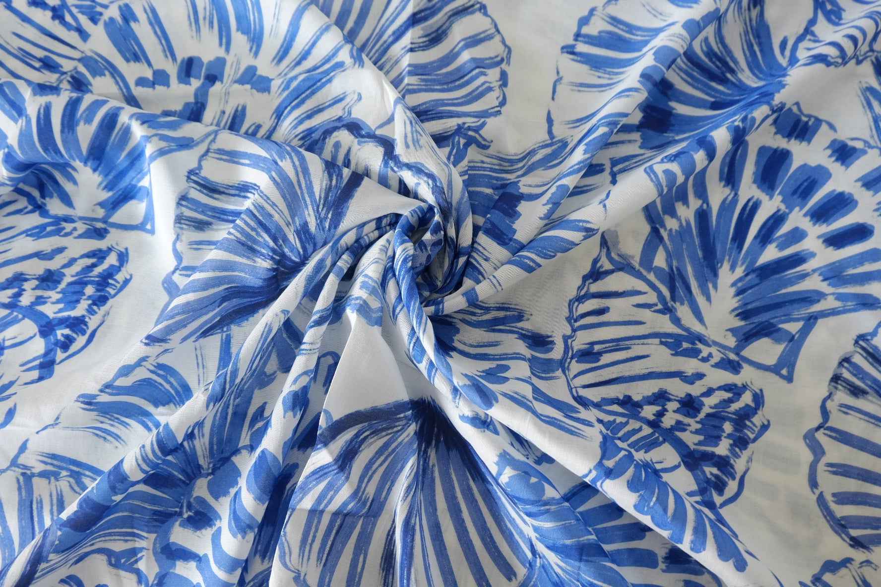 Blue Seashell Cotton Voile Fabric – 1.6 yd