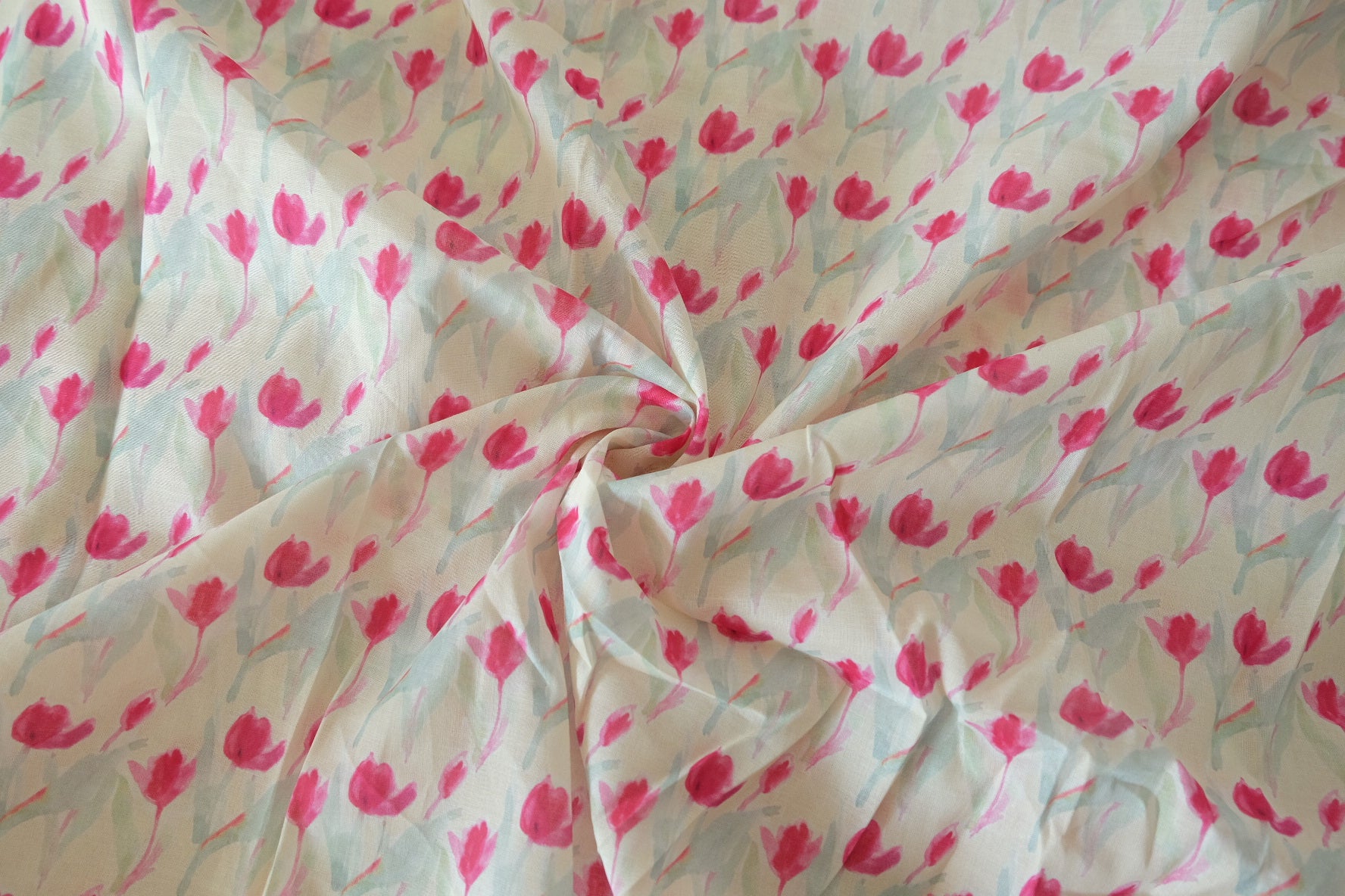 Pink Tulip Lightweight Cotton Lawn Fabric - 3.3 yd