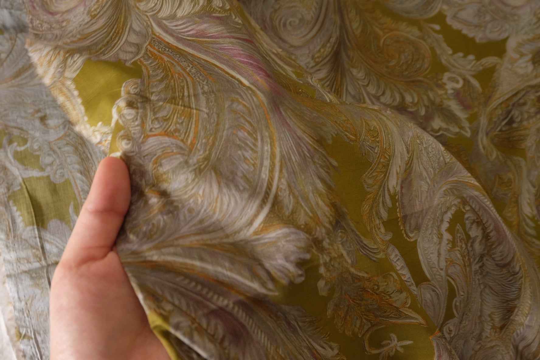 Olive Paisley 100s Cotton Lawn Fabric – 3.3 Yards