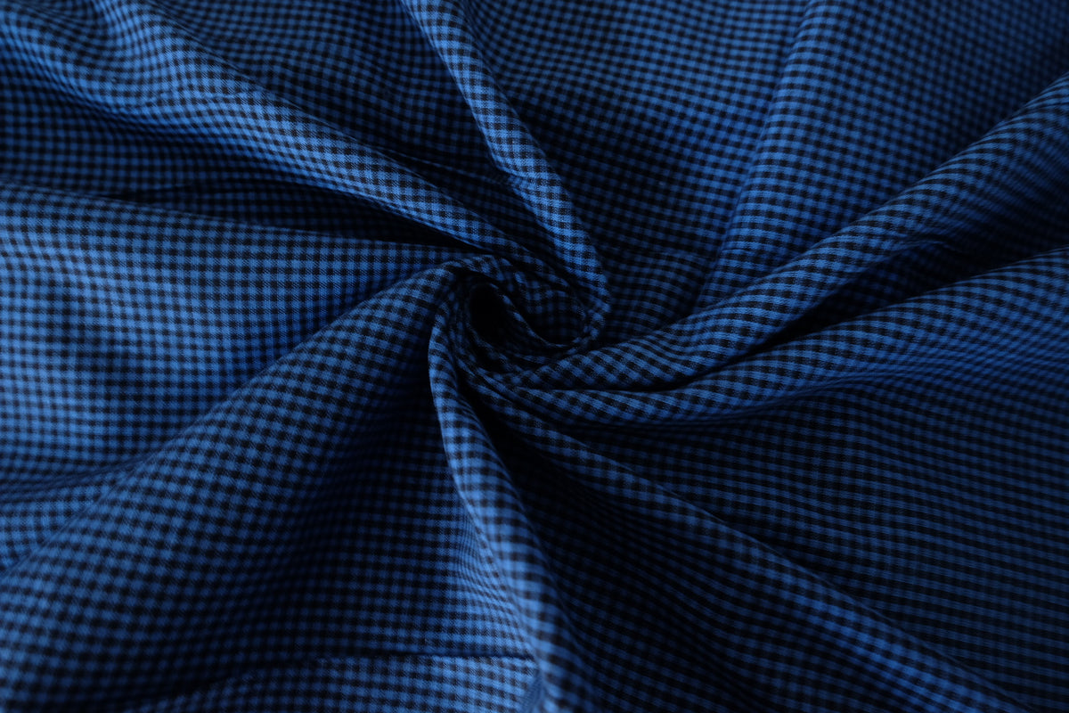 Midnight Blue Gingham Yarn-Dyed Cotton – 3.3 yd