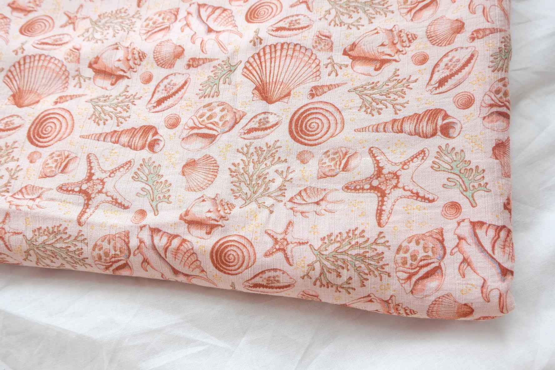 Coral Shell Tencel Cotton Fabric, Soft Textured Summer Dress Weight, 3.28 Yards