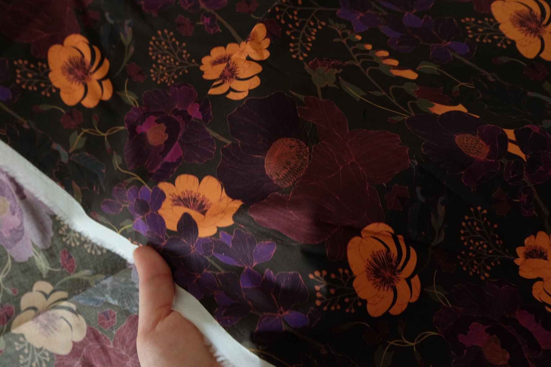 Dark Floral High-Density Cotton Poplin Fabric – 2.7 yd