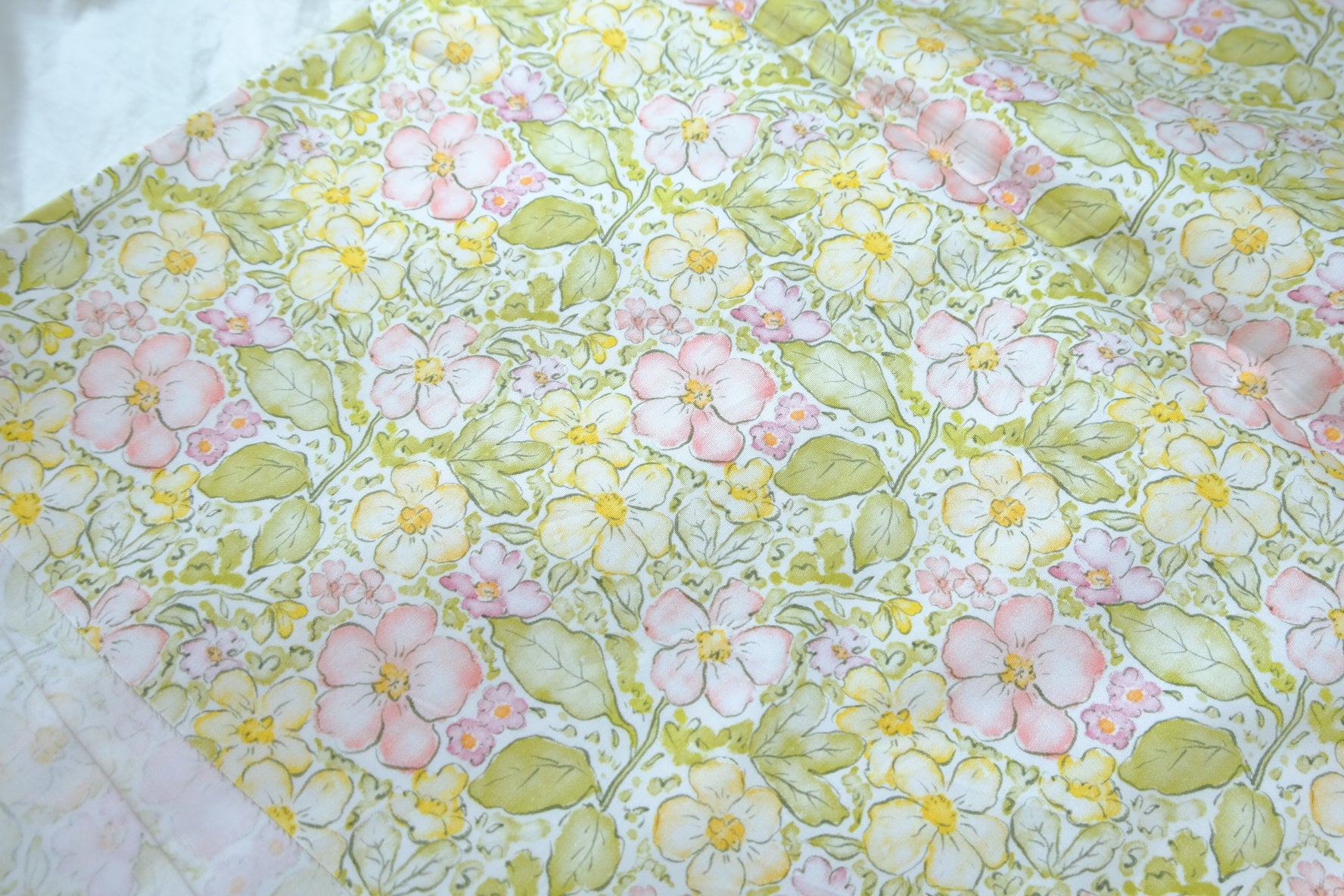 Pastel Garden Floral Dense Cotton Sateen — 1.64 yd