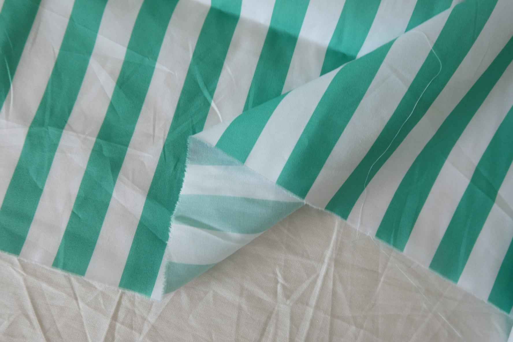 Mint Stripe Paper-Crisp Cotton Poplin — 2.19 yd
