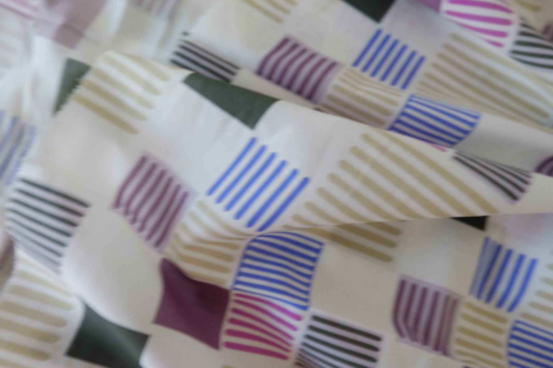 Modern Geometric Cotton Poplin Fabric – Retro Block Stripe Print (1.6 yd Cut)