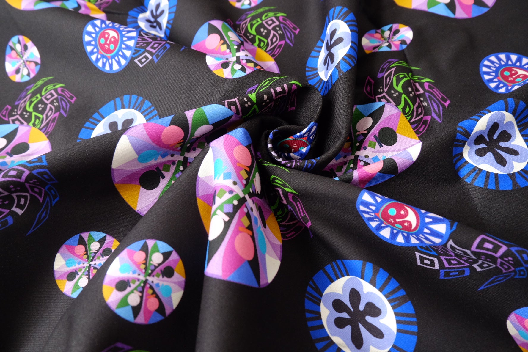Graphic Printed Cotton Twill in Black — 2.19 Yards