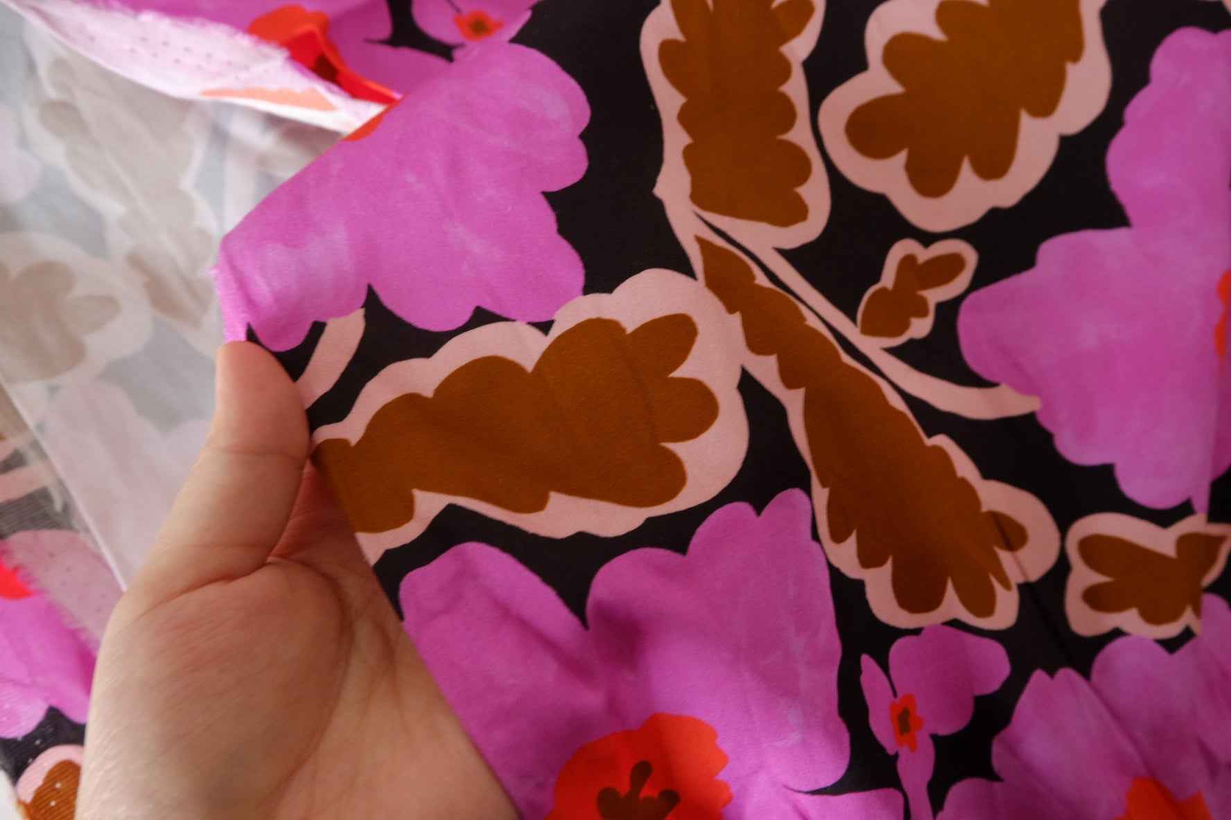 Pink Floral Backed Cotton Sateen Fabric – 3.1 yd