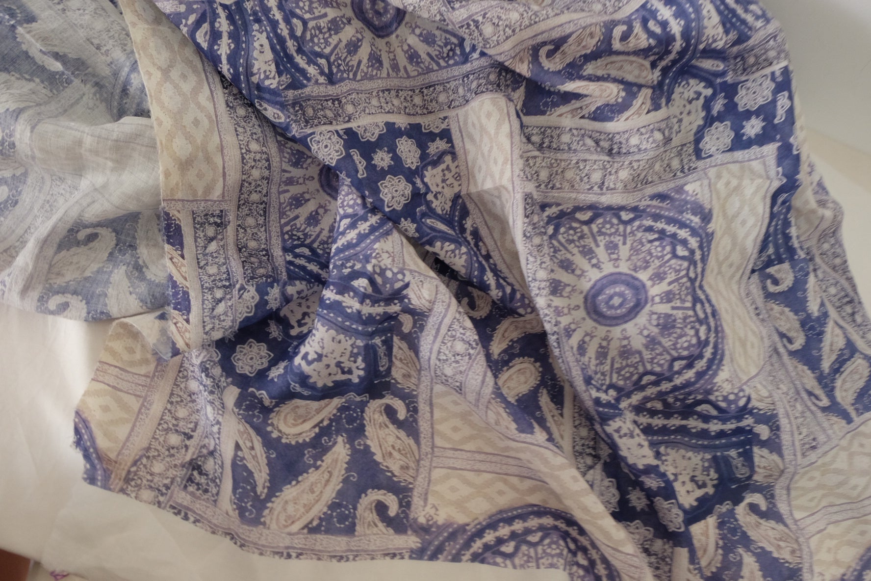 Blue Paisley Patchwork Ramie Fabric – 3.3 yd