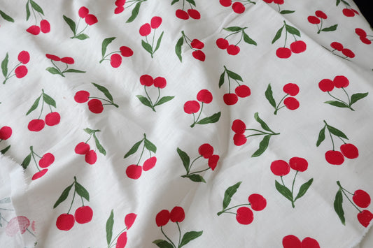 Cherry Linen-Cotton Fabric — 2.19 yd