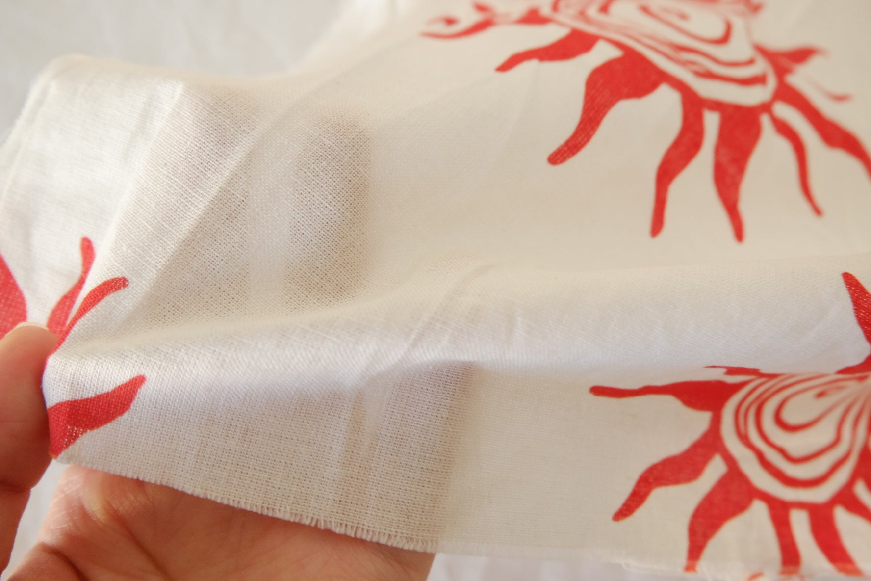 Red Sun Cotton Linen Blend Fabric – 1.7 yd / Irregular Cut