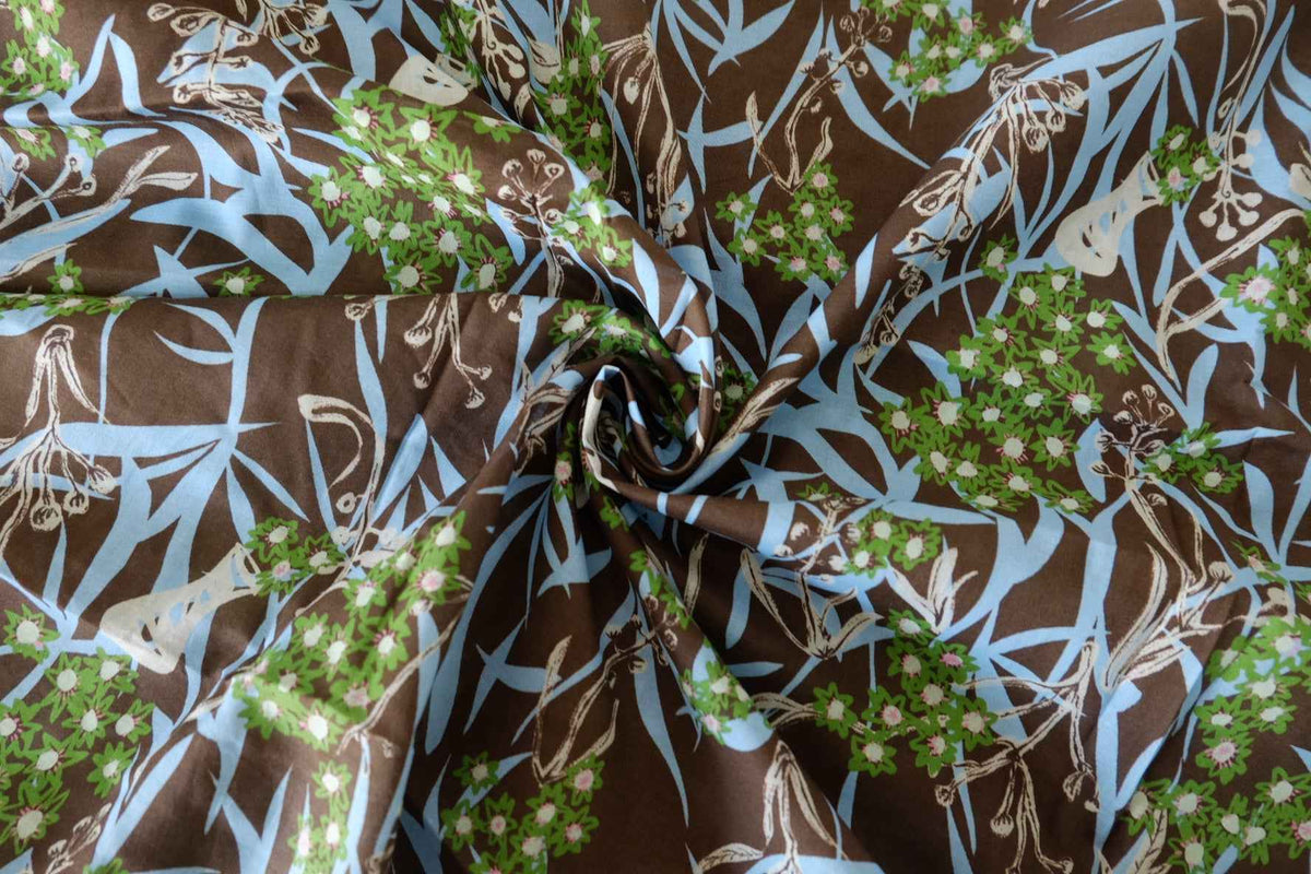 Chocolate Botanical Cotton Batiste Fabric – 3 yd