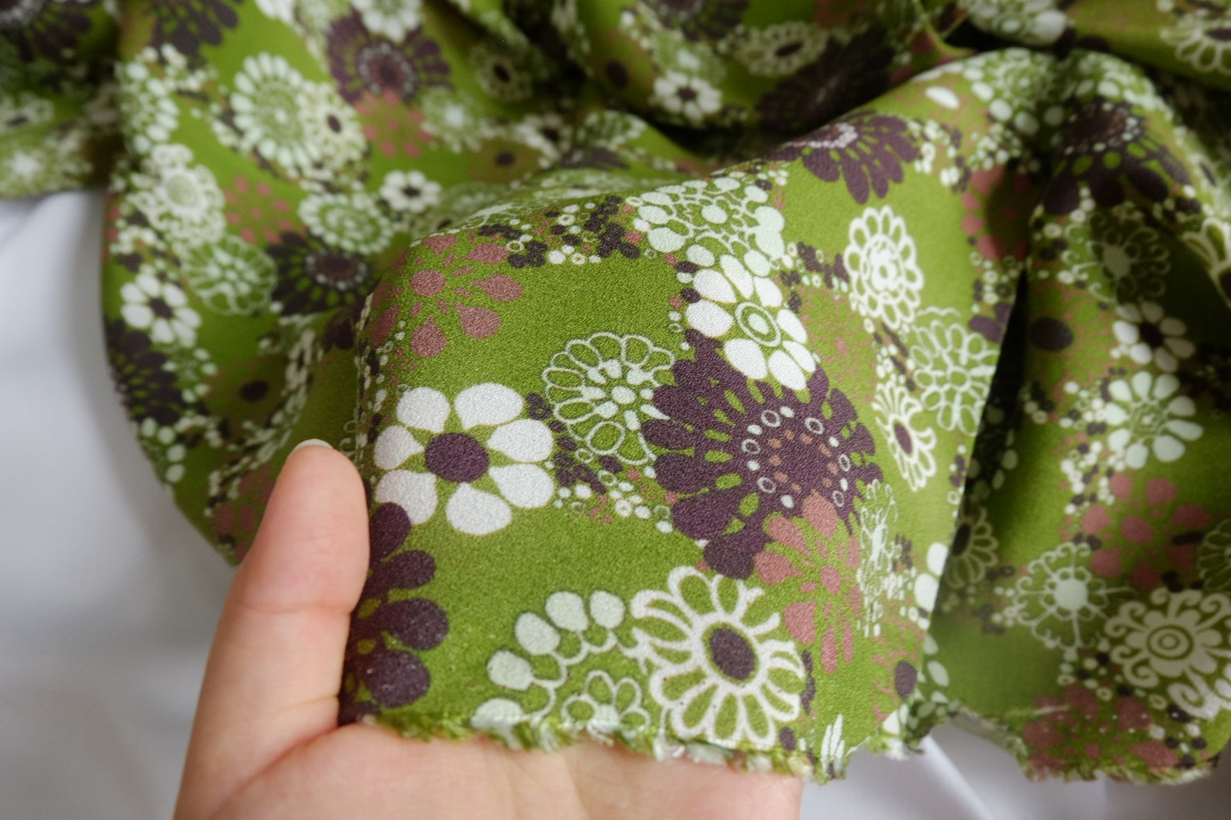 Green Botanical Sanded Rayon Fashion Fabric - 2.19 yd