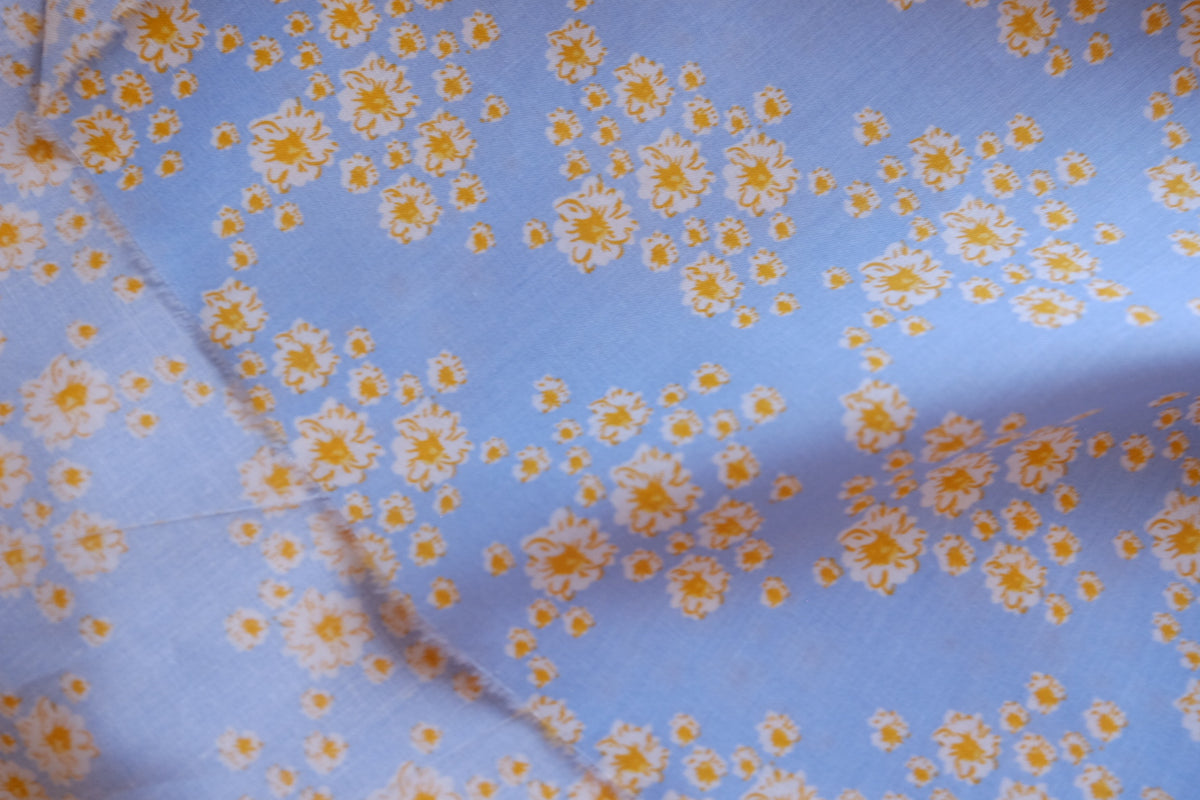 Buttercup Meadow Blue Cotton Poplin Fabric – 2.19 yd