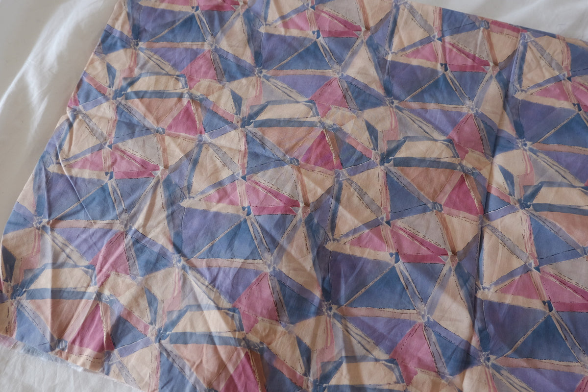 Pastel Kaleidoscope Geometric Cotton Lawn – 2.84 yd