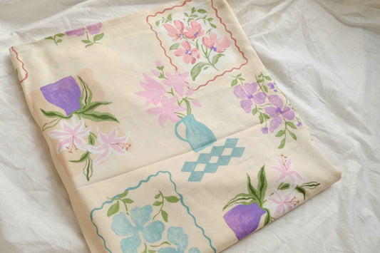 Vintage Floral Lyocell Linen Blend Fabric, Soft Summer Dress Weight, 3.28 Yards