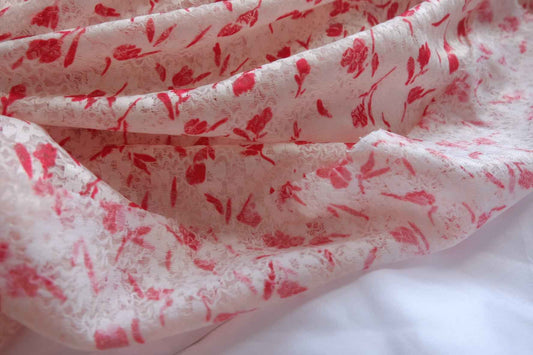 Red Floral Soft Lace Fabric - 1.64 yd