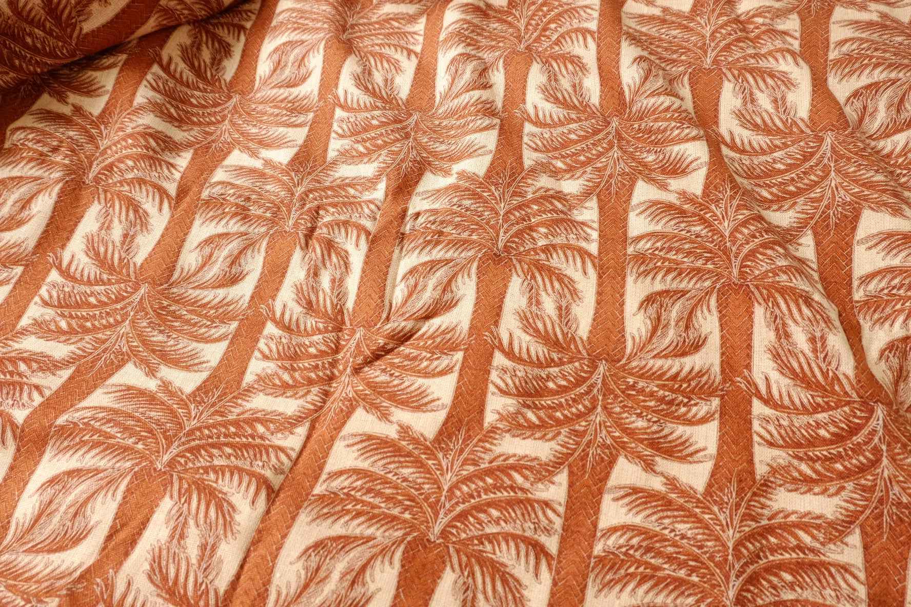 Terracotta Palm Linen Fabric, Soft Midweight Resort Weight, 1.64 Yards