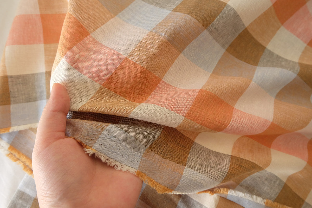 Autumn Pastel Check Linen Cotton – 2.2 yd/1.64yd