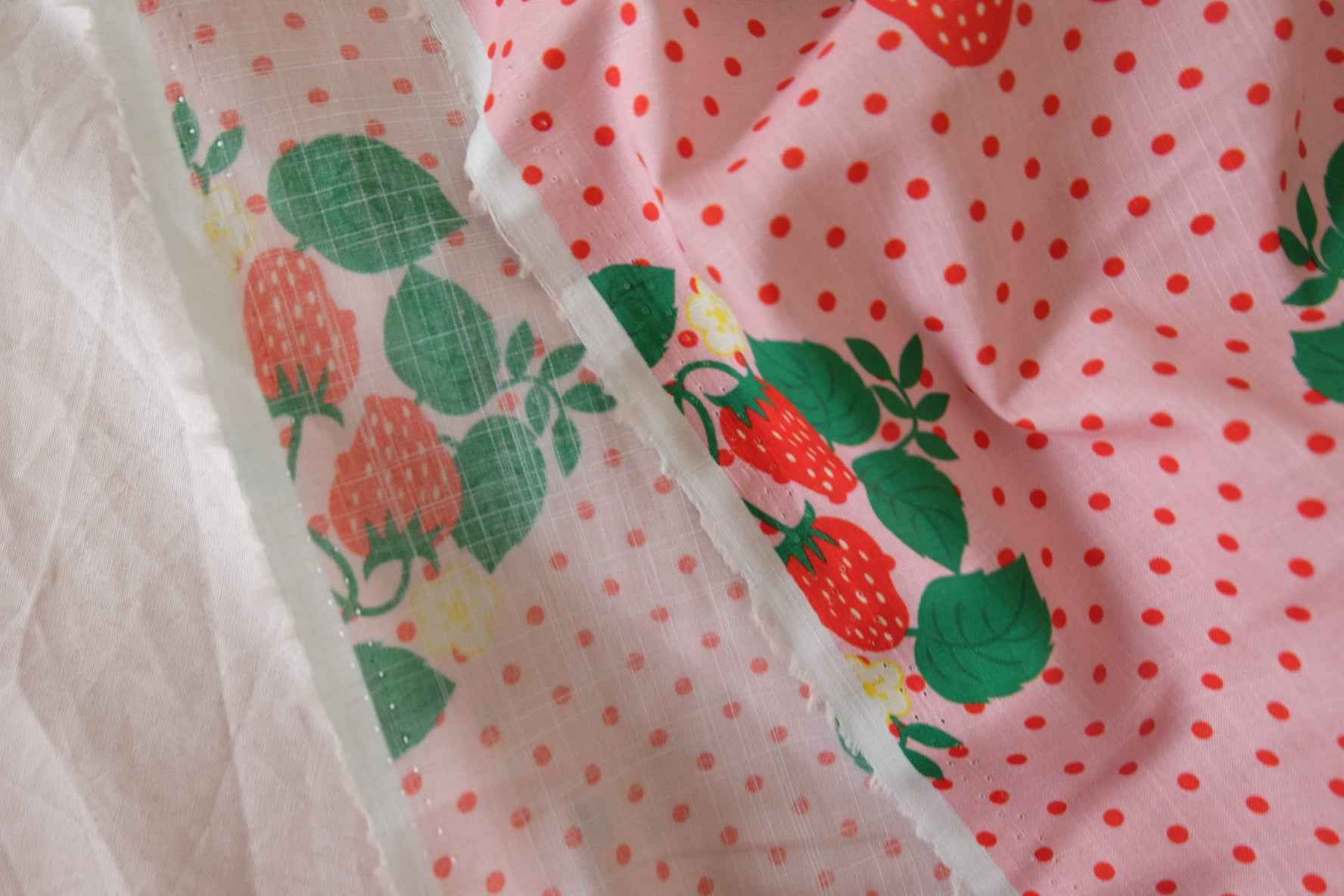 Pink Strawberry Slub Cotton Linen Fabric – 2.2 yd
